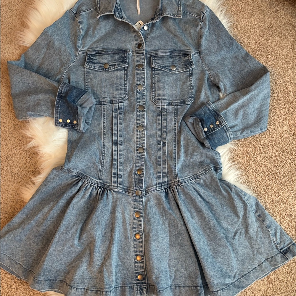 Free People Roadhouse Denim Mini Dress XL